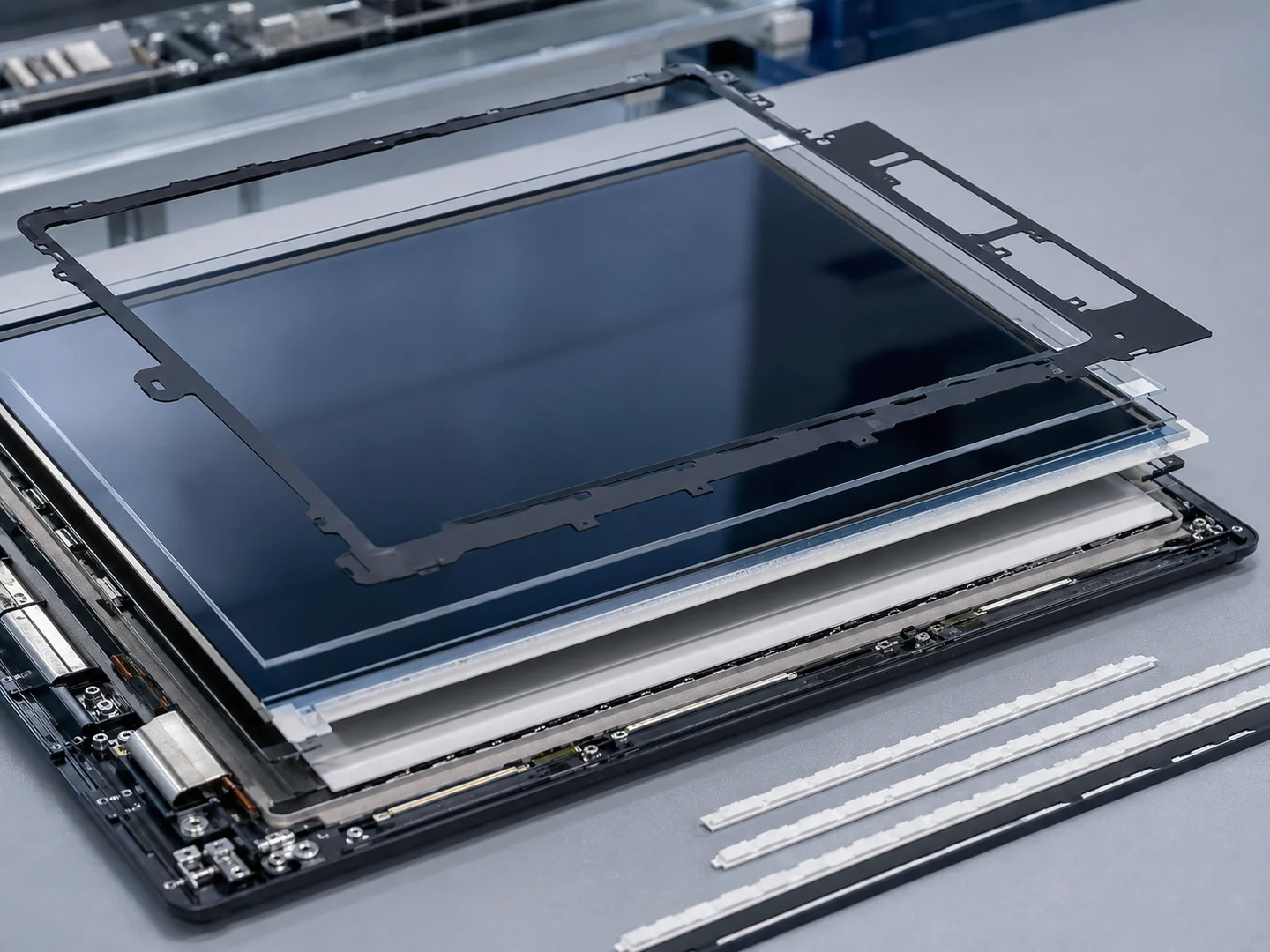 Display cushioning and light-blocking parts